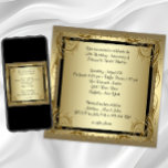 Elegant Gold 50th Wedding Anniversary Party Invitation<br><div class="desc">Gold swirls gold 50th wedding anniversary party invitation. Black & gold swirls gold 50th wedding anniversary party invitation is easily customised for your event by adding your event details,  font style,  font size & colour,  and wording.</div>