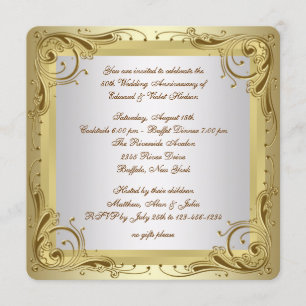 Elegant Gold 50th Wedding Anniversary Party Invitation