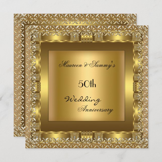 Elegant Gold 50th Wedding Anniversary Party Invitation (Front/Back)