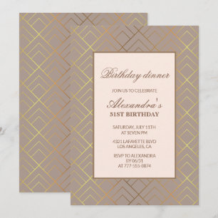 Elegant Gold 51st birthday invitations Dinner