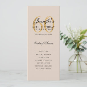 Elegant Gold 60th Birthday Program Menu Champagne 