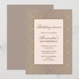 Elegant Gold 61st birthday Dinner invitations 