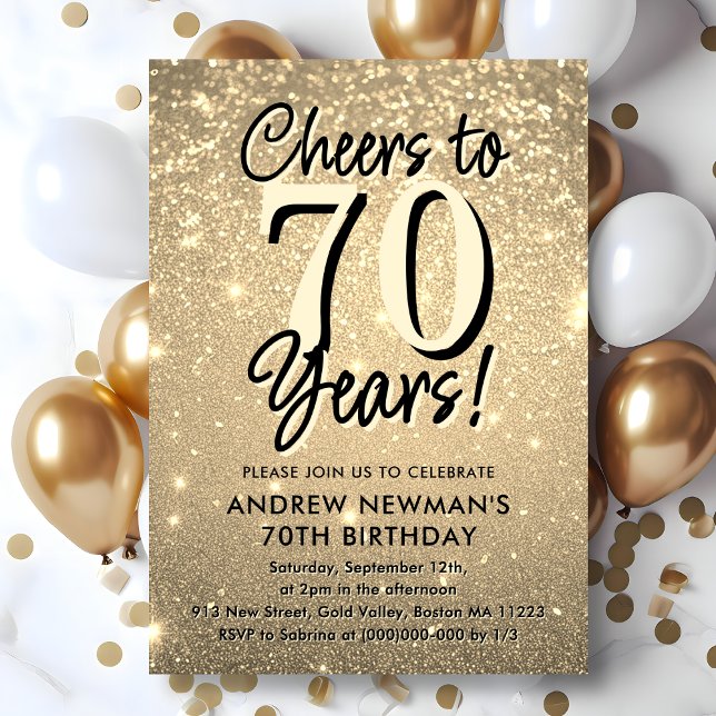 Elegant Gold 70th Birthday Invitation (Creator Uploaded)