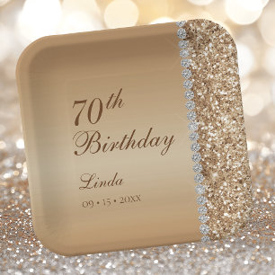 Elegant Gold 70th Birthday Paper Plate