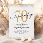 Elegant Gold 70th Birthday Party Invitation<br><div class="desc">Elegant 70th birthday party invitations featuring a classic white background,  gold glitter edges,  and a modern birthday celebration template that is easy to personalise.</div>