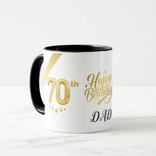 Elegant Gold 70th Birthday (Personalise) Dad Mug