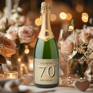 Elegant Gold 70th Birthday Sparkling Wine Label