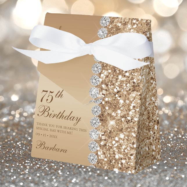 Elegant Gold 75th Birthday Favour Box (Creator Uploaded)