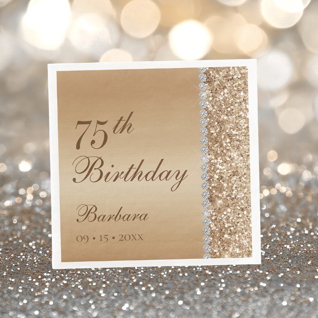 Elegant Gold 75th Birthday Napkin (Creator Uploaded)