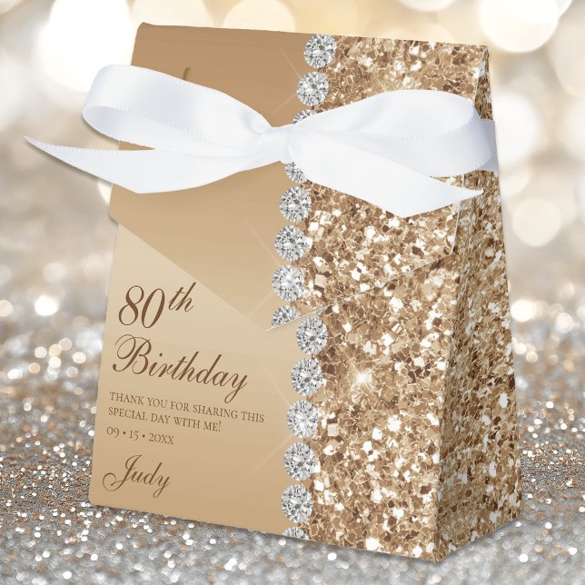 Elegant Gold 80th Birthday Favour Box (Creator Uploaded)