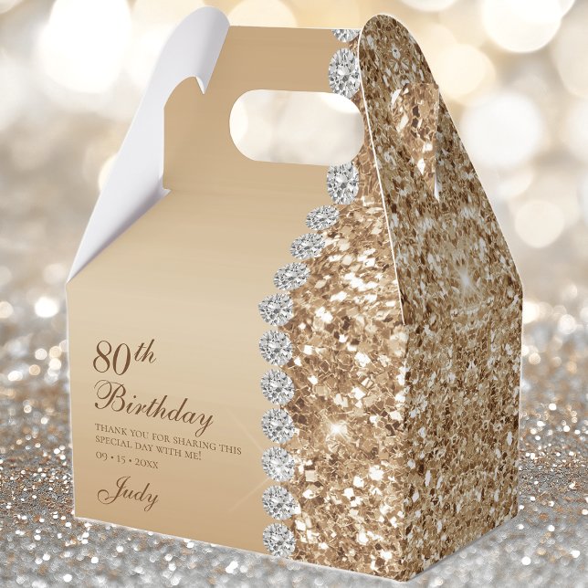 Elegant Gold 80th Birthday Favour Box (Creator Uploaded)