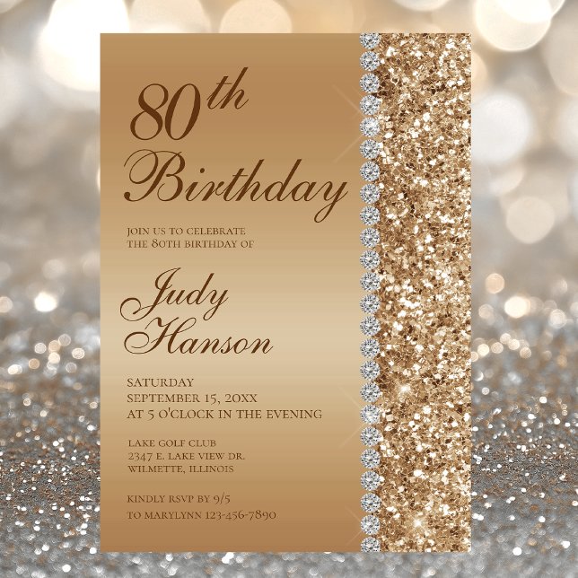 Elegant Gold 80th Birthday Invitation (Creator Uploaded)