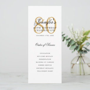 Elegant Gold 80th Birthday Party Program Menu