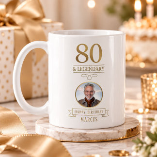 Elegant Gold 80th & Legendary Birthday Coffee Mug