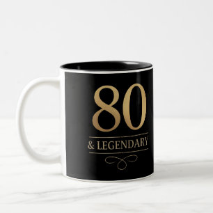 Elegant Gold 80th & Legendary Birthday Two-Tone Coffee Mug