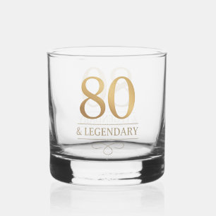 Elegant Gold 80th & Legendary Birthday Whiskey Glass