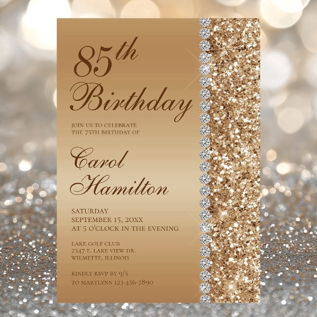 Elegant Gold 85th Birthday Invitation (Creator Uploaded)