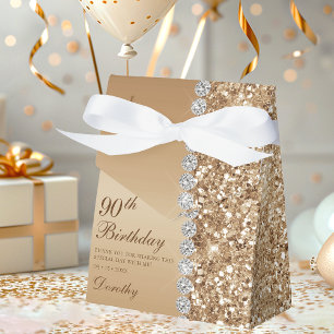 Elegant Gold 90th Birthday Favour Box