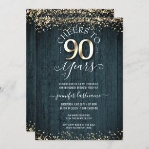Elegant Gold 90th Birthday Formal Invitation