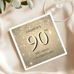 Elegant Gold 90th Birthday  Napkin
