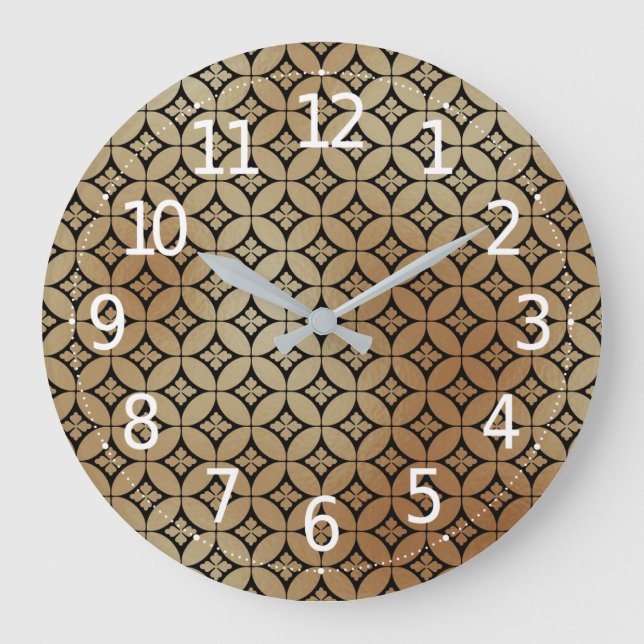 Elegant Gold Abstract Floral Circles Pattern | Large Clock (Front)