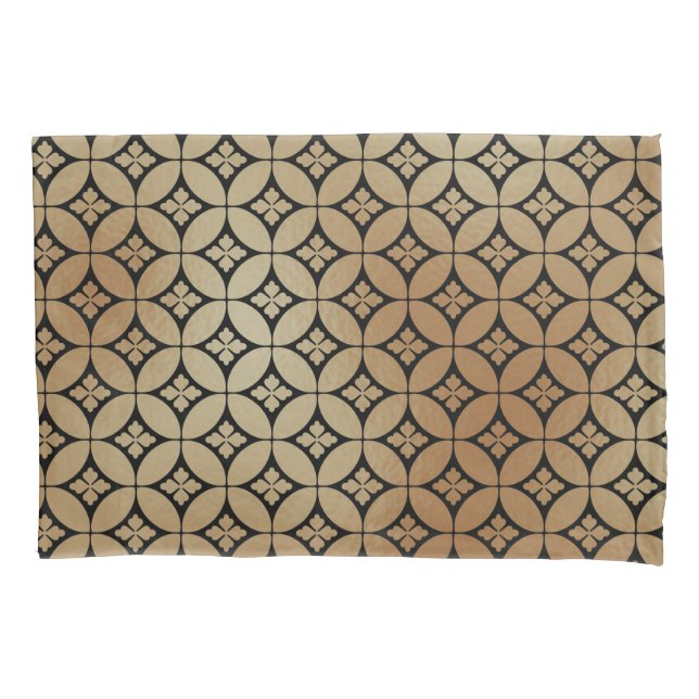 Elegant Gold Abstract Floral Circles Pattern | Pillowcase (Front-Left)