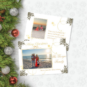 Elegant Gold Abstract Photo Christmas Card
