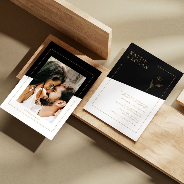 Elegant Gold Accent Geometric Wedding Invitation (Elegant Gold Accent Geometric Wedding Invitation)