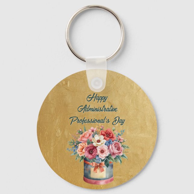 Elegant Gold Administrative Professionals Day Key Ring (Front)