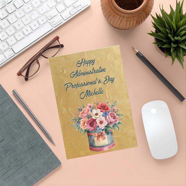 Elegant Gold Administrative Professionals Day Postcard (Creator Uploaded)
