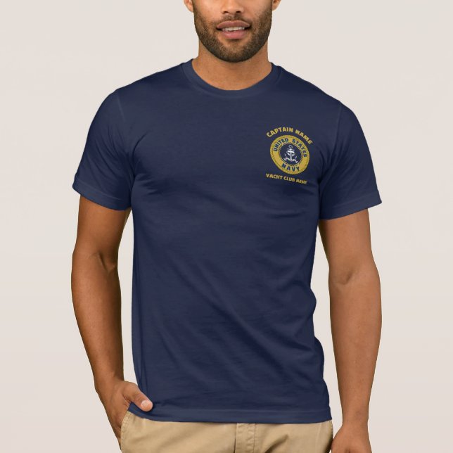 Elegant gold Anchor nautical captain boating summe T-Shirt (Front)