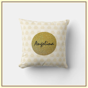 Elegant Gold and Beige Glitter Cushion