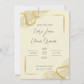 Elegant gold and beige Wedding Invitation