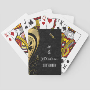 Elegant Gold and Black 50 and Fabulous Birthday Playing Cards