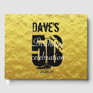 Elegant Gold and Black 50th Any Age Birthday Guest Book