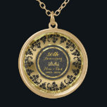 Elegant Gold And Black 50th Wedding Anniversary Gold Plated Necklace<br><div class="desc">Elegant gold and black 50th wedding anniversary</div>