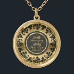 Elegant Gold And Black 50th Wedding Anniversary Gold Plated Necklace<br><div class="desc">Elegant gold and black 50th wedding anniversary</div>