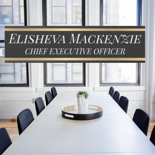 Elegant Gold and Black and White Office Name Plate