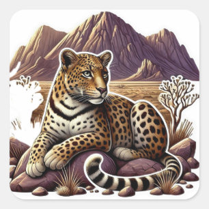 Elegant Gold and Black Arabian Leopard Square Sticker