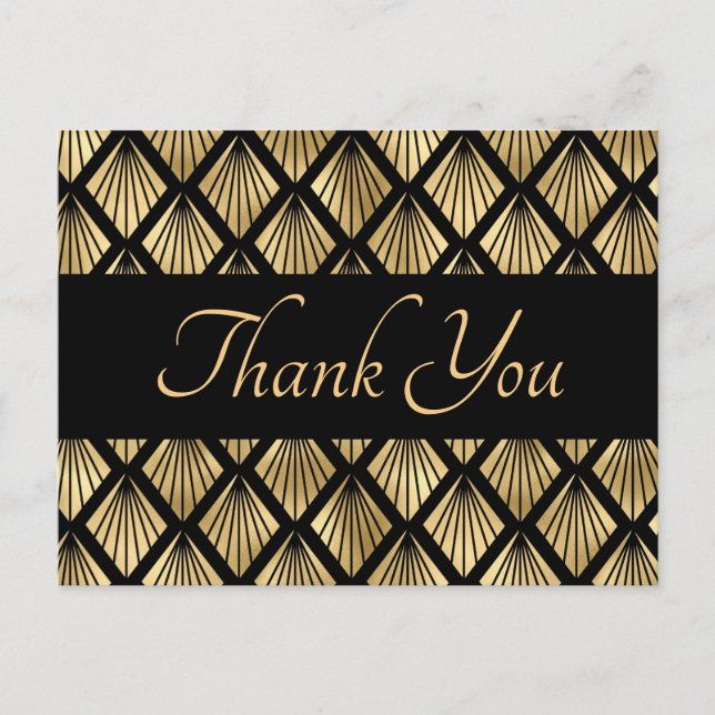 Elegant Gold and Black Art Deco Geometric Fans   Postcard (Front)
