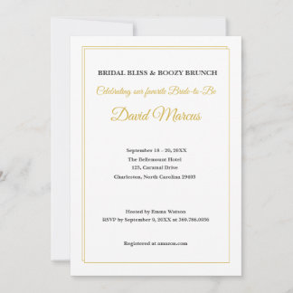 Elegant Gold and Black Bachelorette Brunch  Invitation