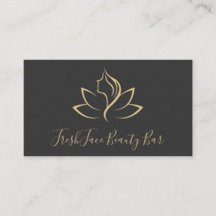 Elegant gold and black beauty salon appointment card