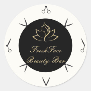 Elegant gold and black beauty salon classic round sticker