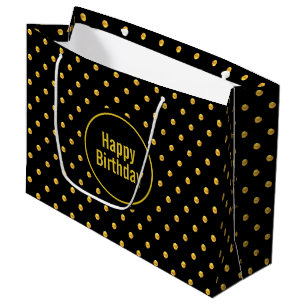 Elegant Gold and Black Birthday Large Gift Bag