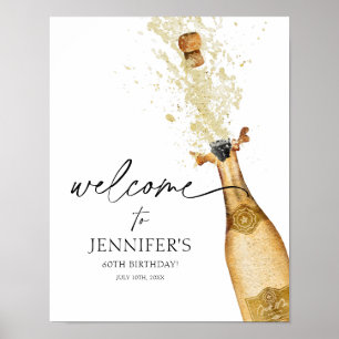 Elegant Gold and Black Birthday Party Welcome Sign