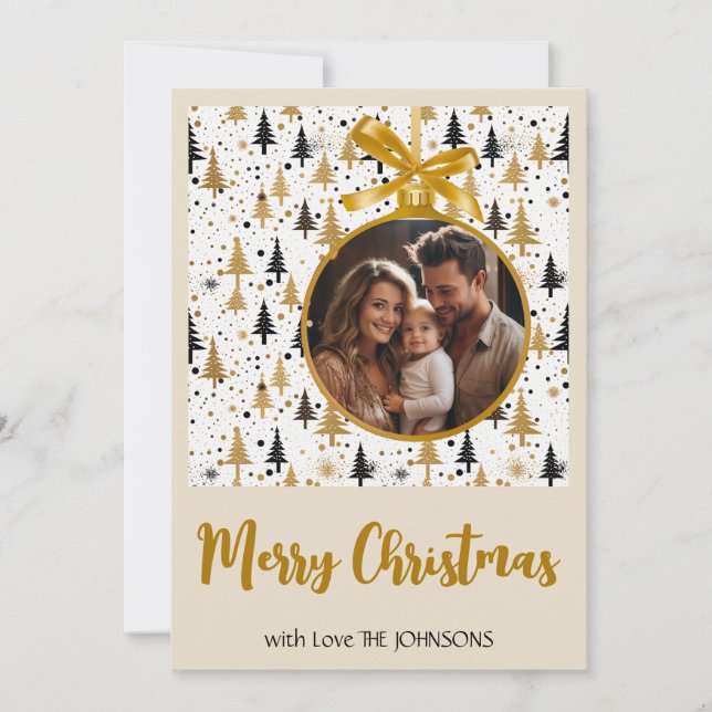 Elegant Gold and Black Christmas Card Personalised (Front)