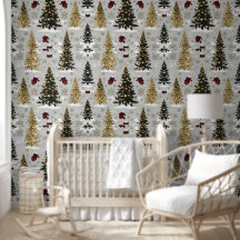 Elegant Gold and Black Christmas Pattern - Festive