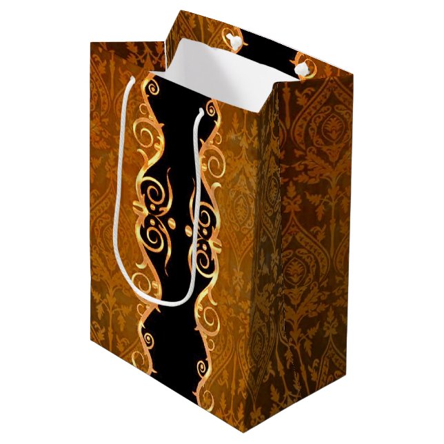 Elegant gold and black design  medium gift bag (Front Angled)