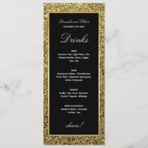 Elegant Gold and Black Drink Menu Card