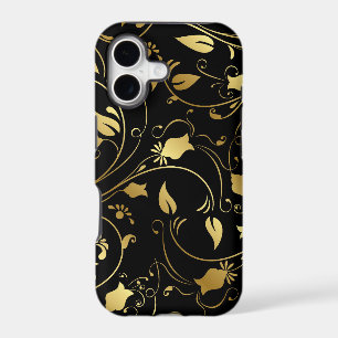Elegant Gold and Black Floral iPhone Case